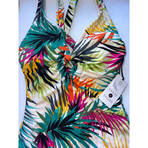 Shade & Shore Womens Tropical One-Piece Swimsuit Ring Detail XS Multi-Color - Picture 3 of 7